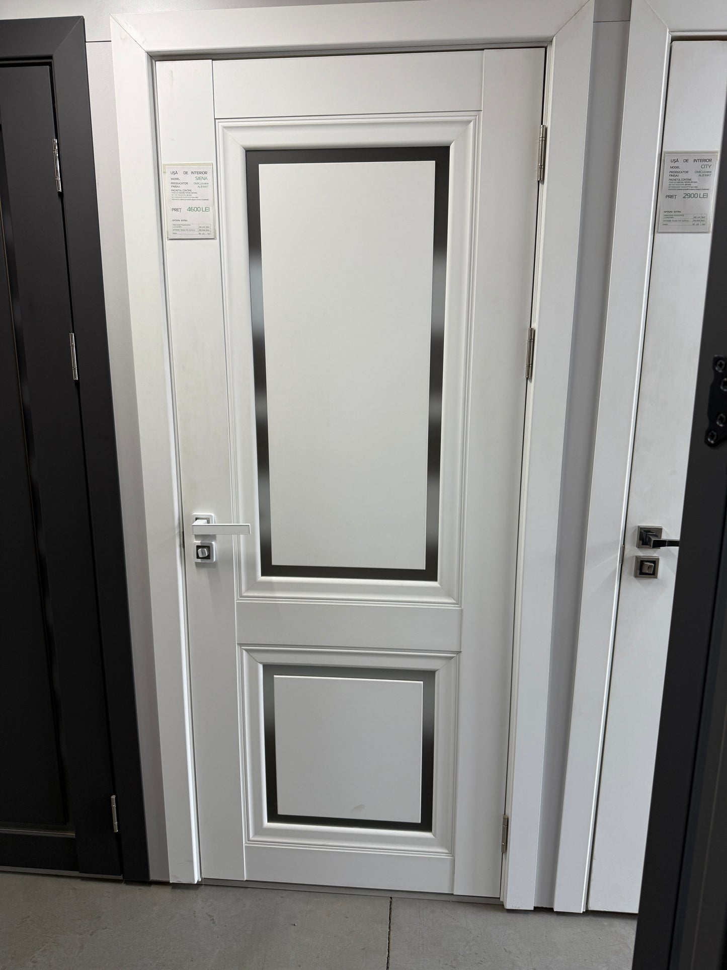 Ușă Interior Siena Alb Mat/Sticlă