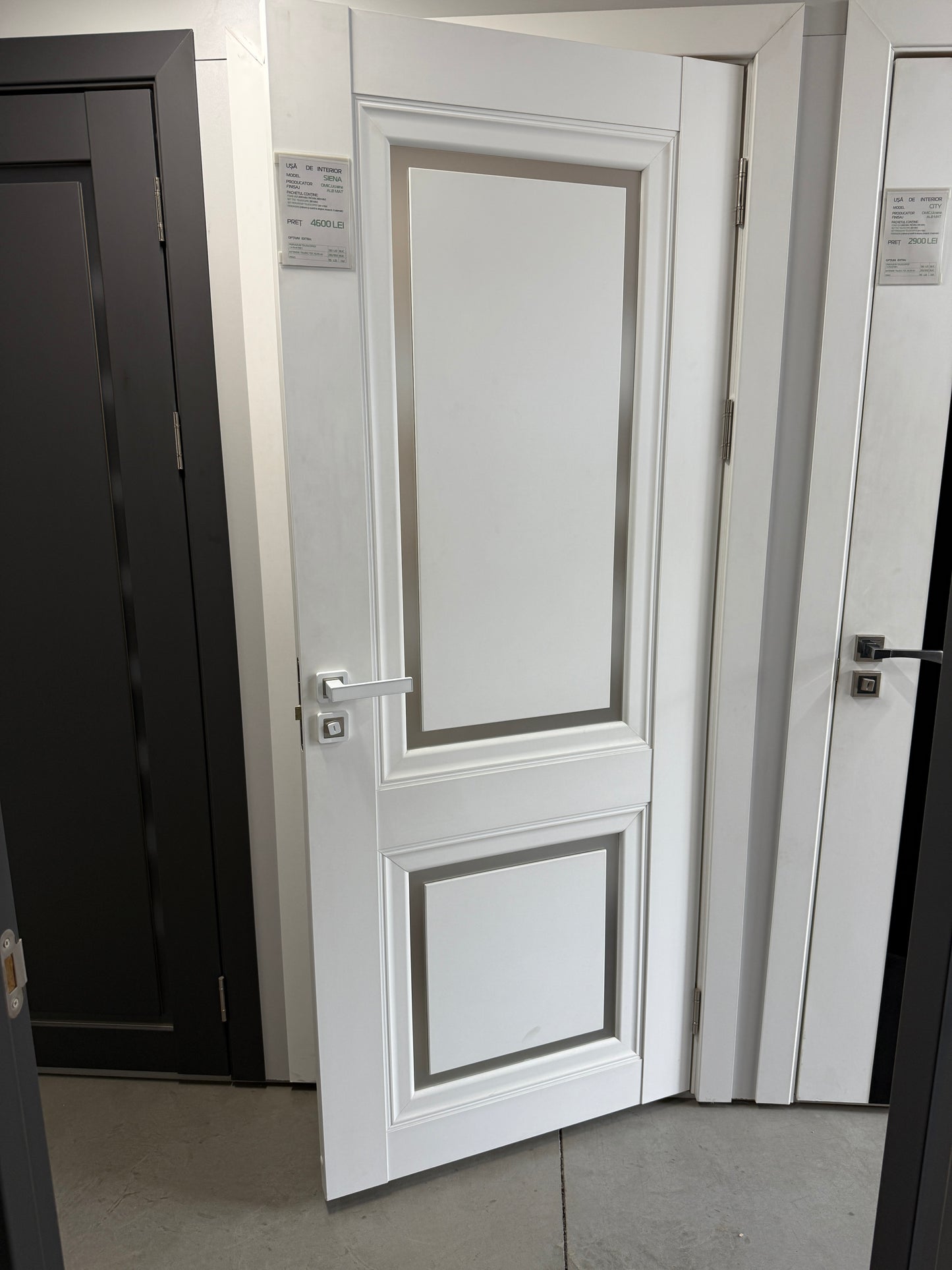 Ușă Interior Siena Alb Mat/Sticlă